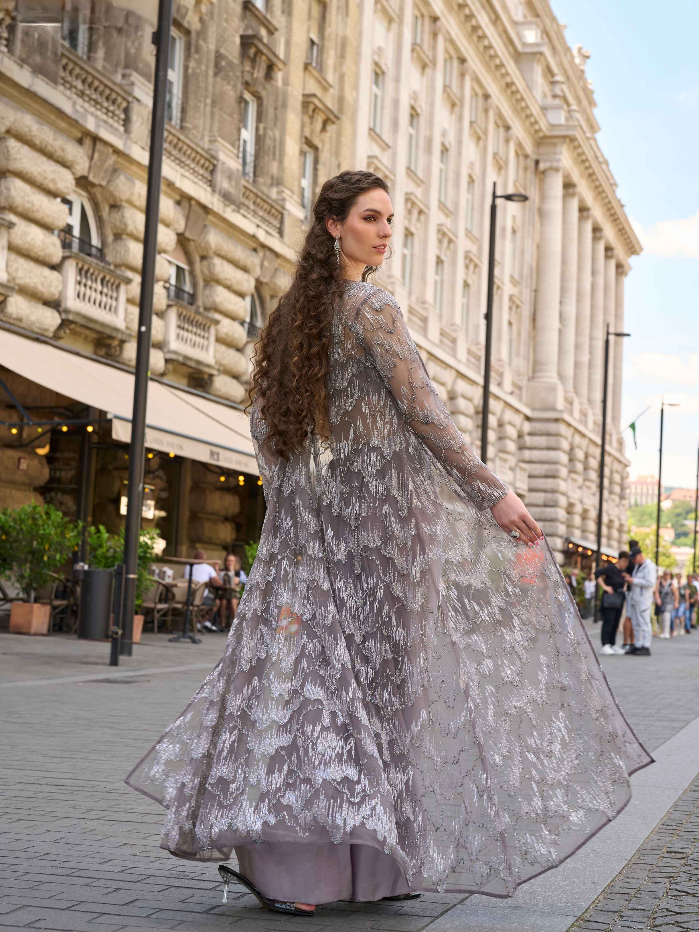 Grey Premium Embroidered Jacket & Crepe Silk Dhoti Set