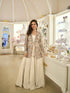 Cream Heavy Embroidered Silk Jacket Gown Set Jacket Gown Set Anant Tex Exports Pvt.Ltd..