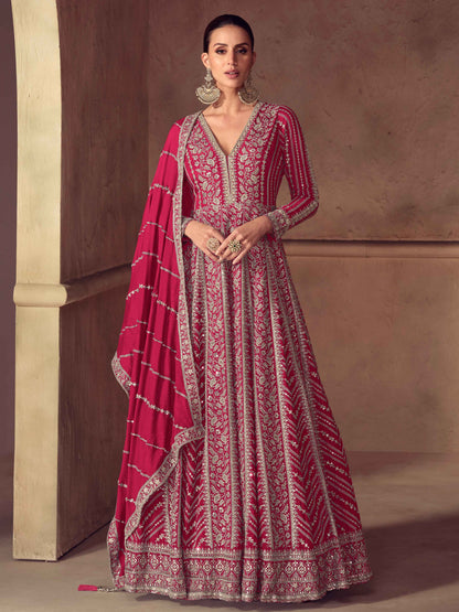 Premium Real Chinon Embroidered Anarkali Gown Set with Dupatta Anarkali Gown Anant Tex Exports Pvt.Ltd..