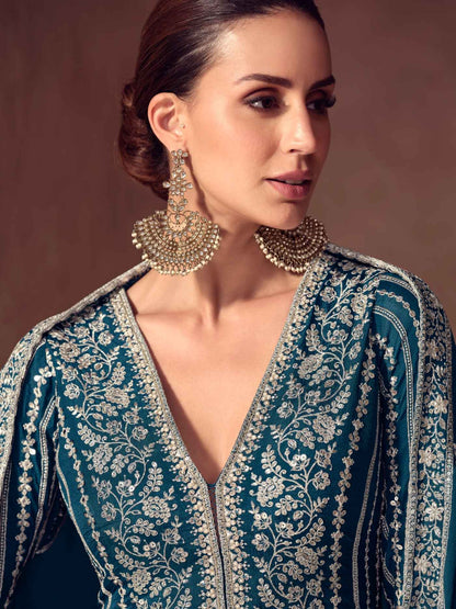 Premium Real Chinon Embroidered Anarkali Gown Set with Dupatta Anarkali Gown Anant Tex Exports Pvt.Ltd..