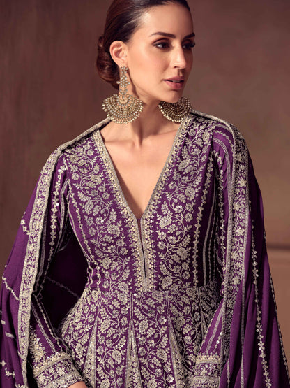 Premium Real Chinon Embroidered Anarkali Gown Set with Dupatta Anarkali Gown Anant Tex Exports Pvt.Ltd..