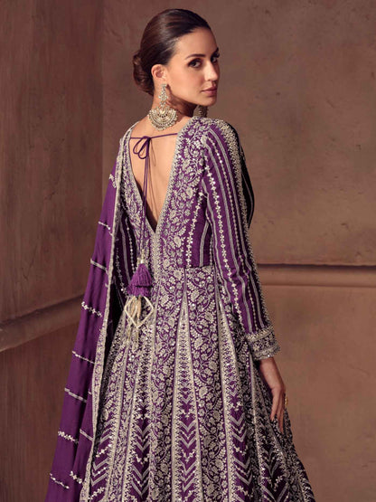Premium Real Chinon Embroidered Anarkali Gown Set with Dupatta Anarkali Gown Anant Tex Exports Pvt.Ltd..