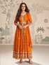 Orange Silk Anarkali Set with Heavy Embroidered Front-Cut Design Anarkali Set Anant Tex Exports Pvt.Ltd..