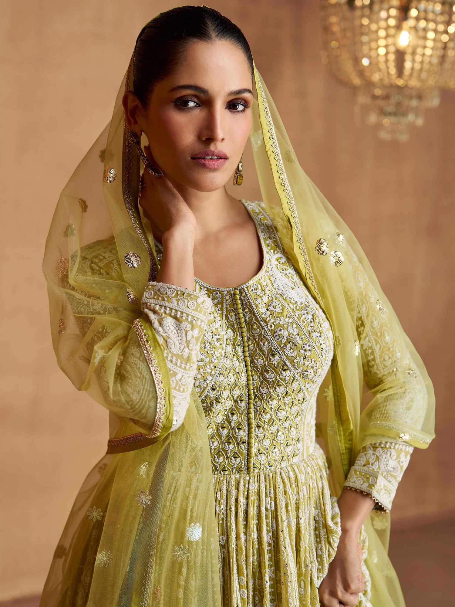 Yellow Georgette Heavy Embroidered Anarkali Suit Long Anarkali Suit Anant Tex Exports Pvt.Ltd..