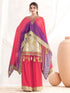 Pink Ombre Chinnon Sharara Set with Embroidery & Viscose Jacquard Top Sharara Suit Anant Tex Exports Pvt.Ltd..