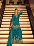 Teal Green Chinon Silk Embroidered Sharara Suit with Beaded Dupatta Sharara Suit Anant Tex Exports Pvt.Ltd..