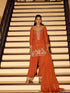 Rust Orange Chinon Silk Beads Embroidered Sharara Suit Sharara Suit Anant Tex Exports Pvt.Ltd..