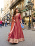 Wine Pure Viscose Jacquard Silk Embroidered Gown with Chinon Dupatta Gown Anant Tex Exports Pvt.Ltd..