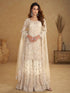 Ivory White Real Net Hand Embroidered Palazzo Suit with Dupatta Palazzo Suit Anant Tex Exports Pvt.Ltd..