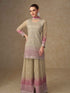 Beige & Mauve Embroidered Georgette Palazzo Suit with Dupatta Palazzo Suit Anant Tex Exports Pvt.Ltd..