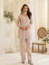Beige Nude Embroidered Georgette Palazzo Suit with Beads Moti Dupatta Palazzo Suit Anant Tex Exports Pvt.Ltd..