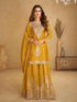 Mustard Yellow Real Chinon Palazzo Suit with Rich Embroidery Palazzo Suit Anant Tex Exports Pvt.Ltd..