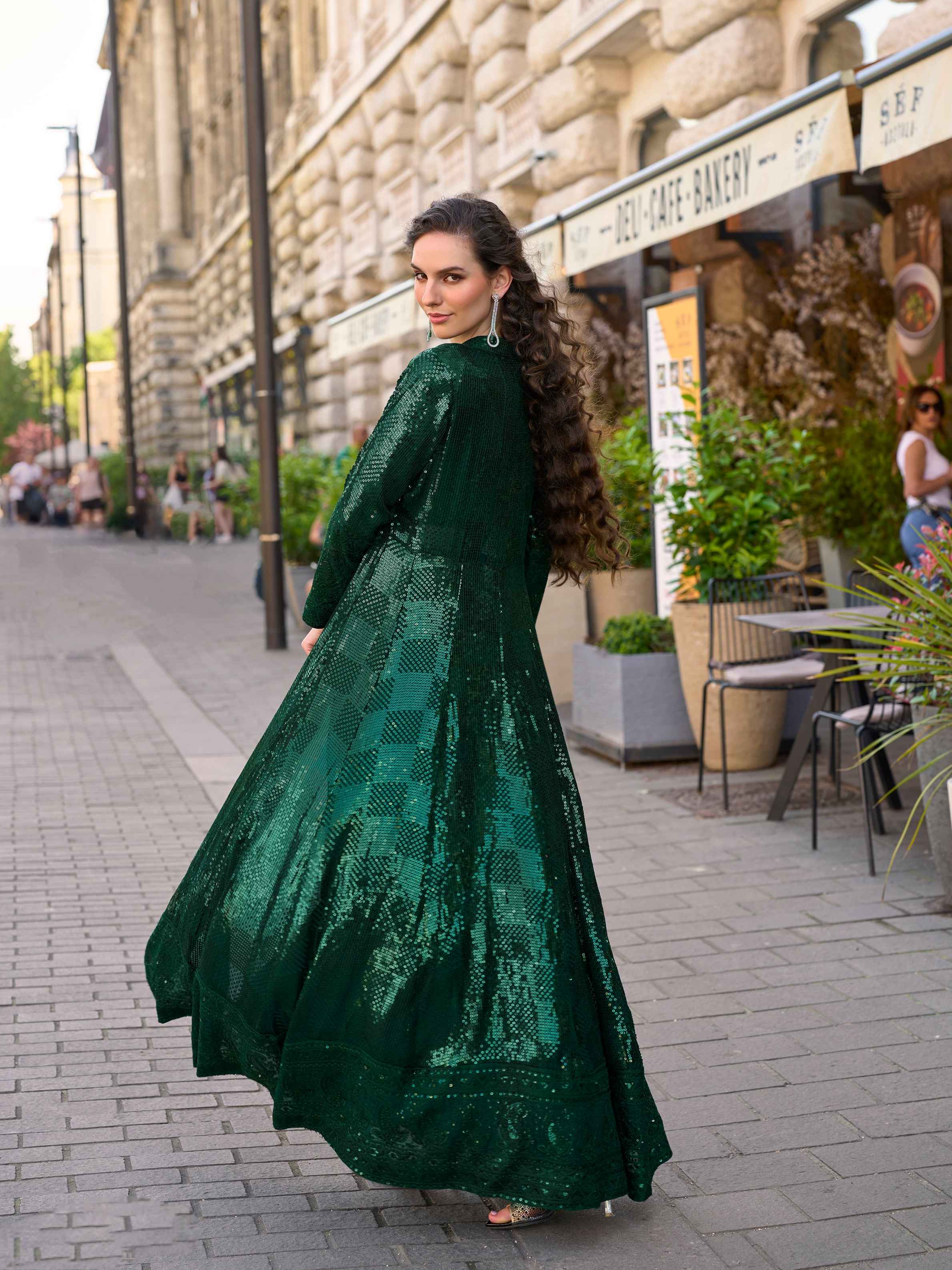 Dark Green Real Georgette Floor Length Jacket Palazzo Set Palazzo Jacket Set Anant Tex Exports Pvt.Ltd..