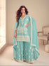 Embroidered Chinon Kurti Palazzo Suit for Women 