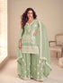 Embroidered Chinon Kurti Palazzo Suit for Women 