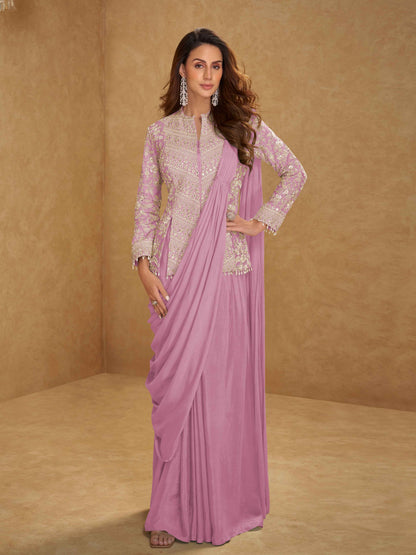 Designer Chinon Ready to Wear Jacket Style Saree