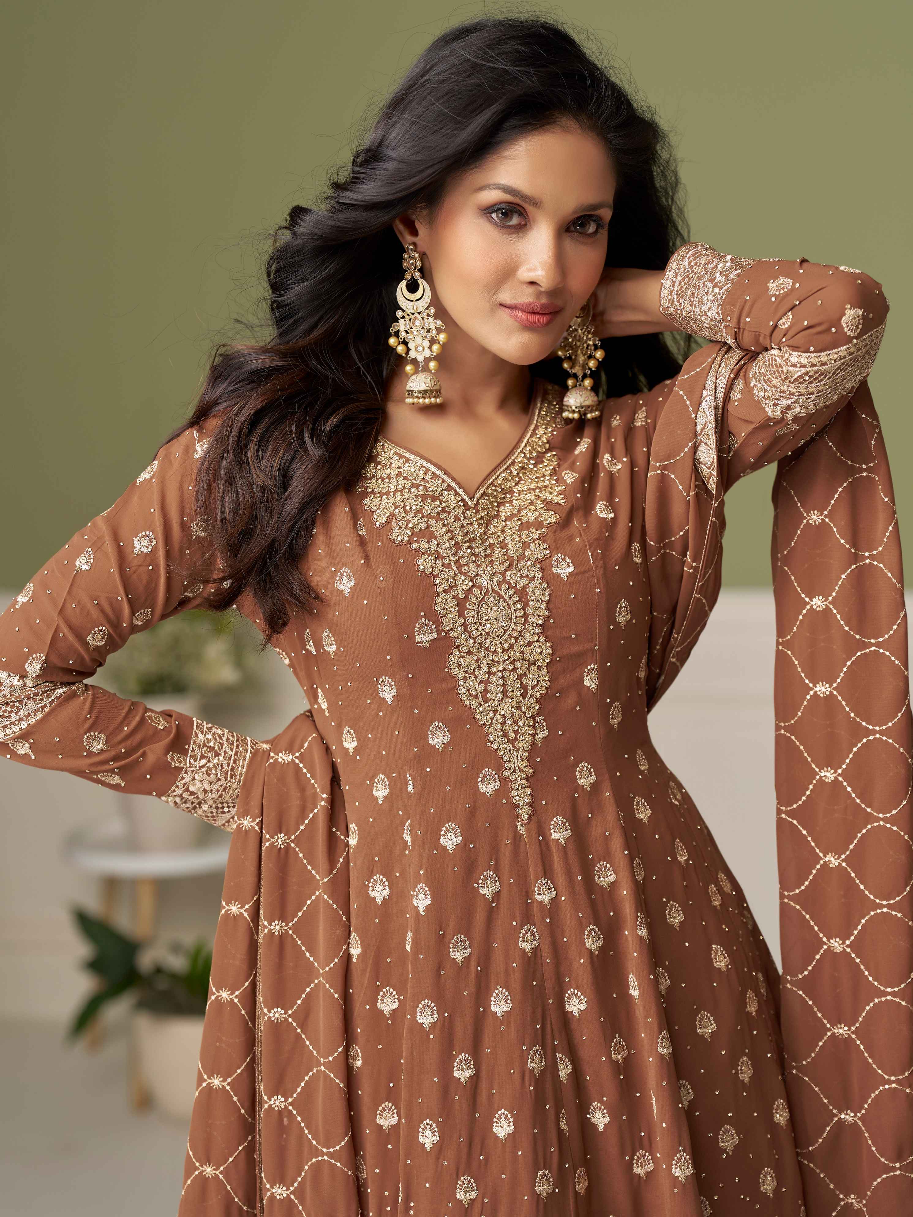 Designer Embroidered Georgette Palazzo Suit with Dupatta