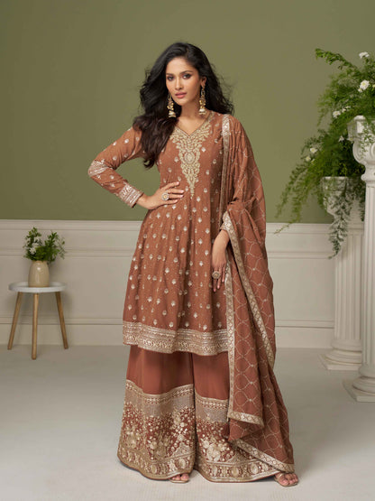 Designer Embroidered Georgette Palazzo Suit with Dupatta