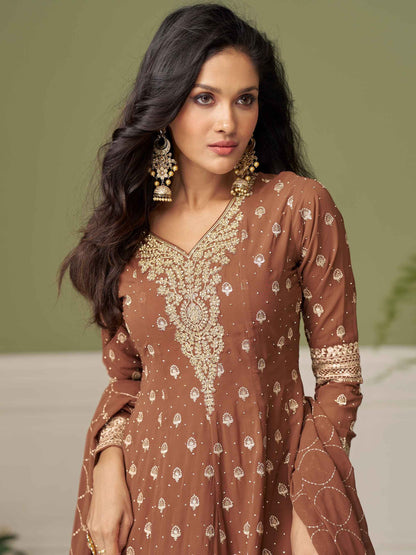 Designer Embroidered Georgette Palazzo Suit with Dupatta