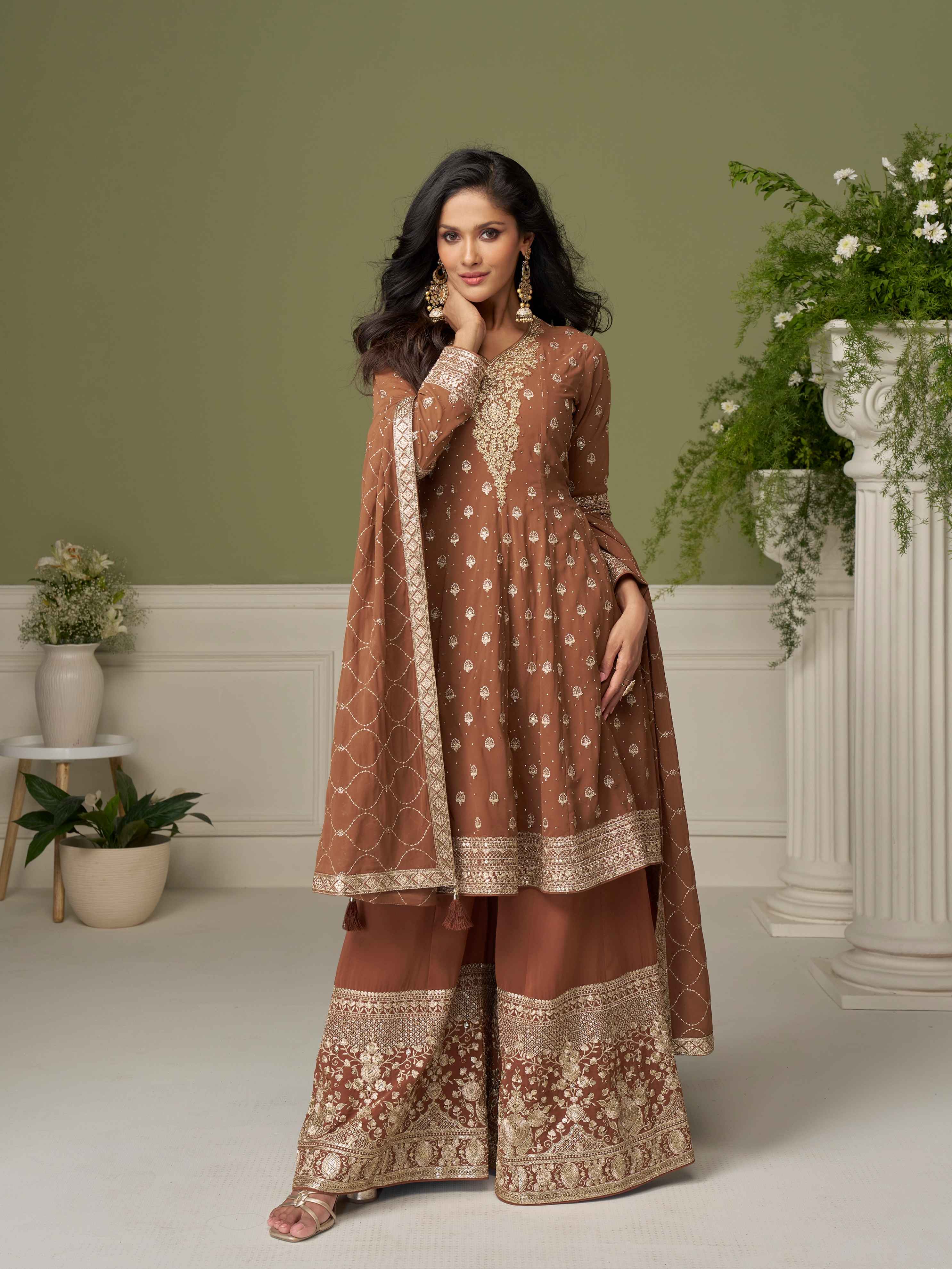 Designer Embroidered Georgette Palazzo Suit with Dupatta