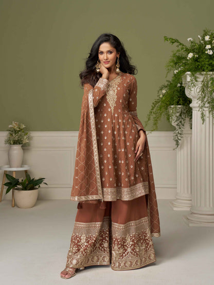 Designer Embroidered Georgette Palazzo Suit with Dupatta