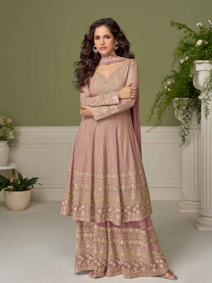 Designer Embroidered Georgette Palazzo Suit with Dupatta