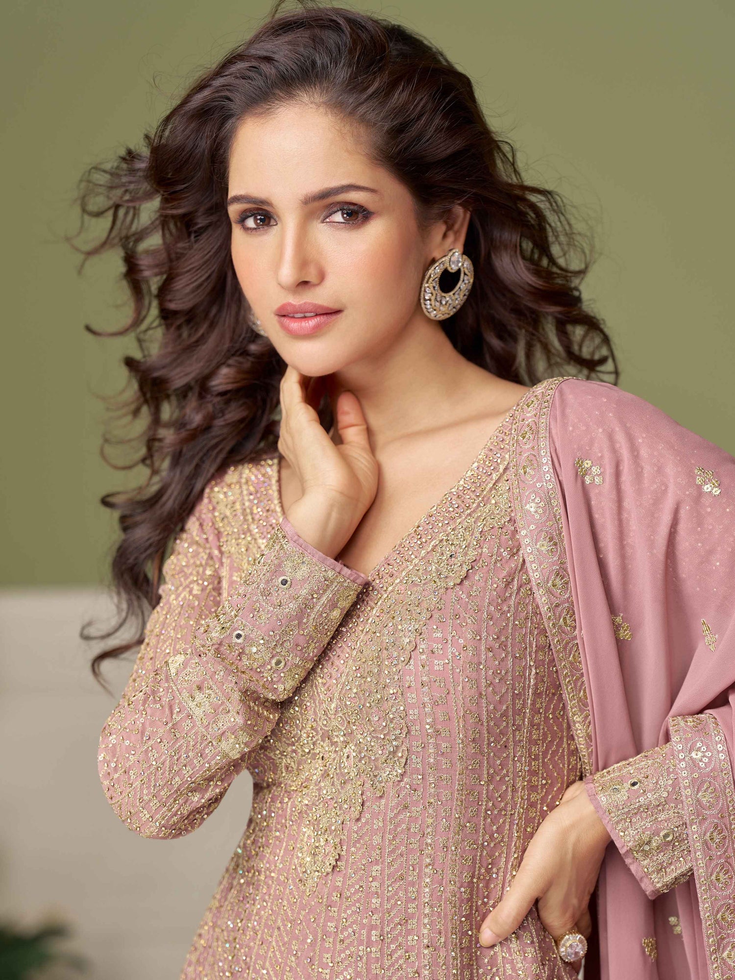Designer Embroidered Georgette Palazzo Suit with Dupatta