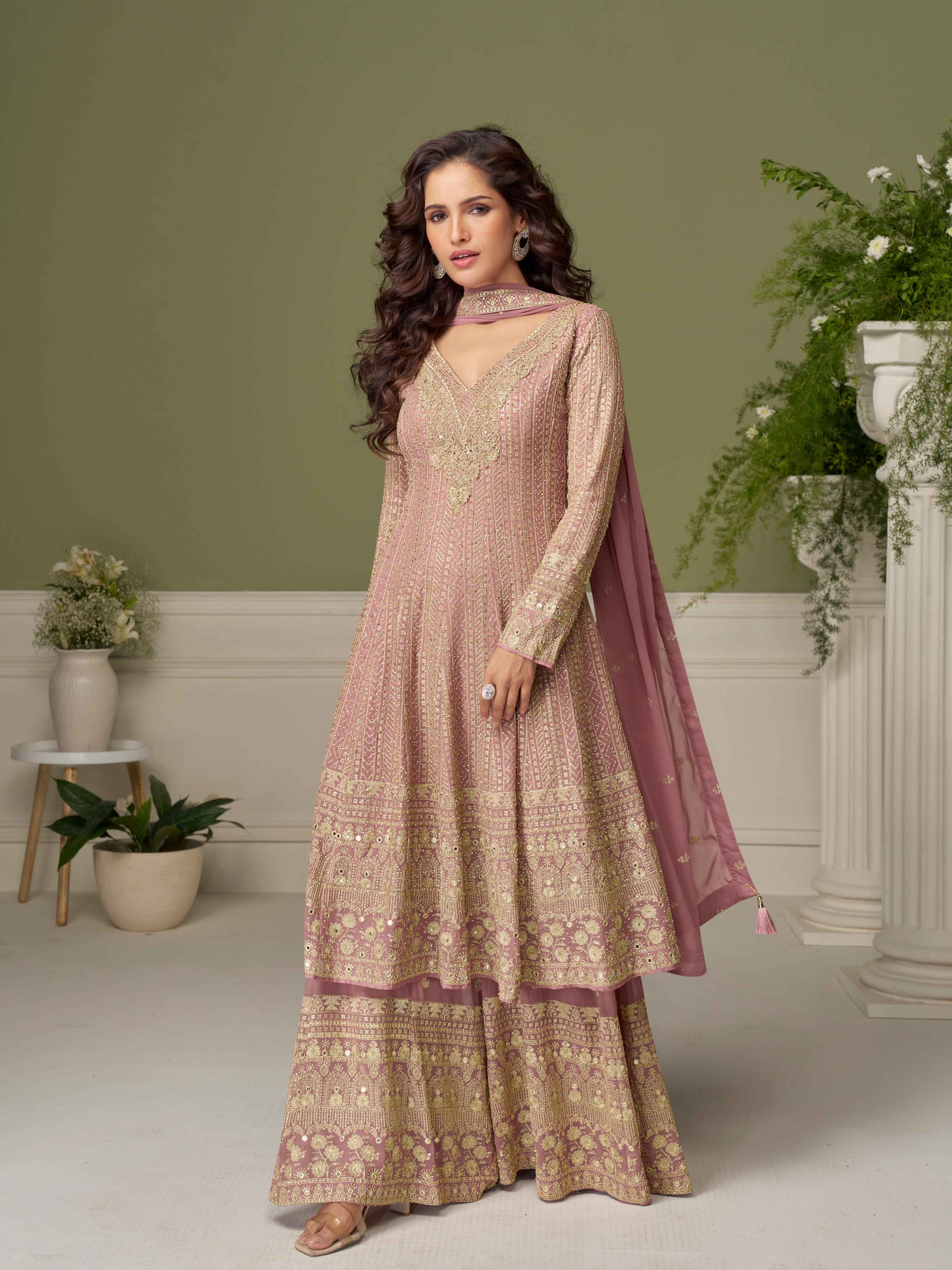 Designer Embroidered Georgette Palazzo Suit with Dupatta