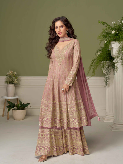 Designer Embroidered Georgette Palazzo Suit with Dupatta
