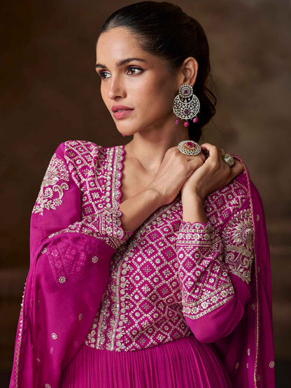 Designer Embroidered Georgette Anarkali Gown with Dupatta