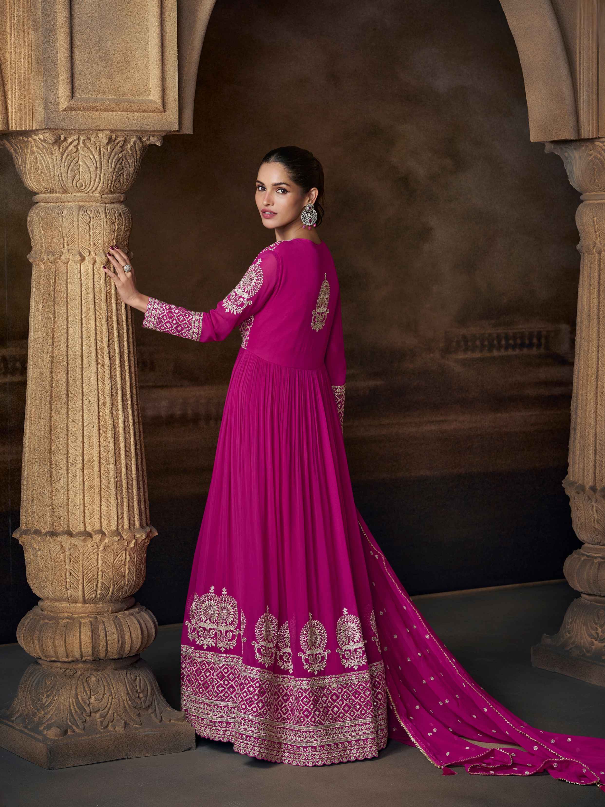 Designer Embroidered Georgette Anarkali Gown with Dupatta