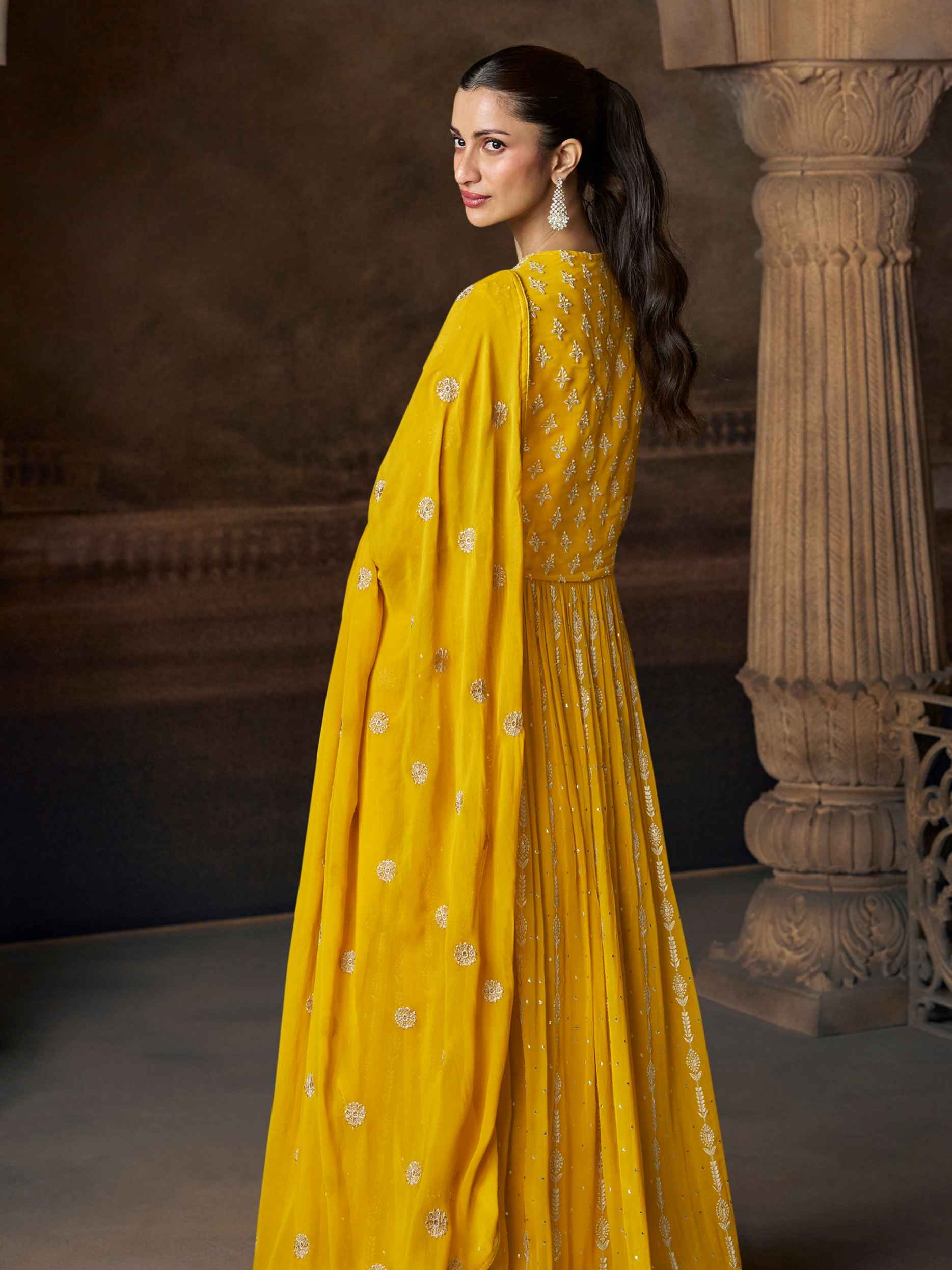 Designer Embroidered Georgette Anarkali Gown with Dupatta