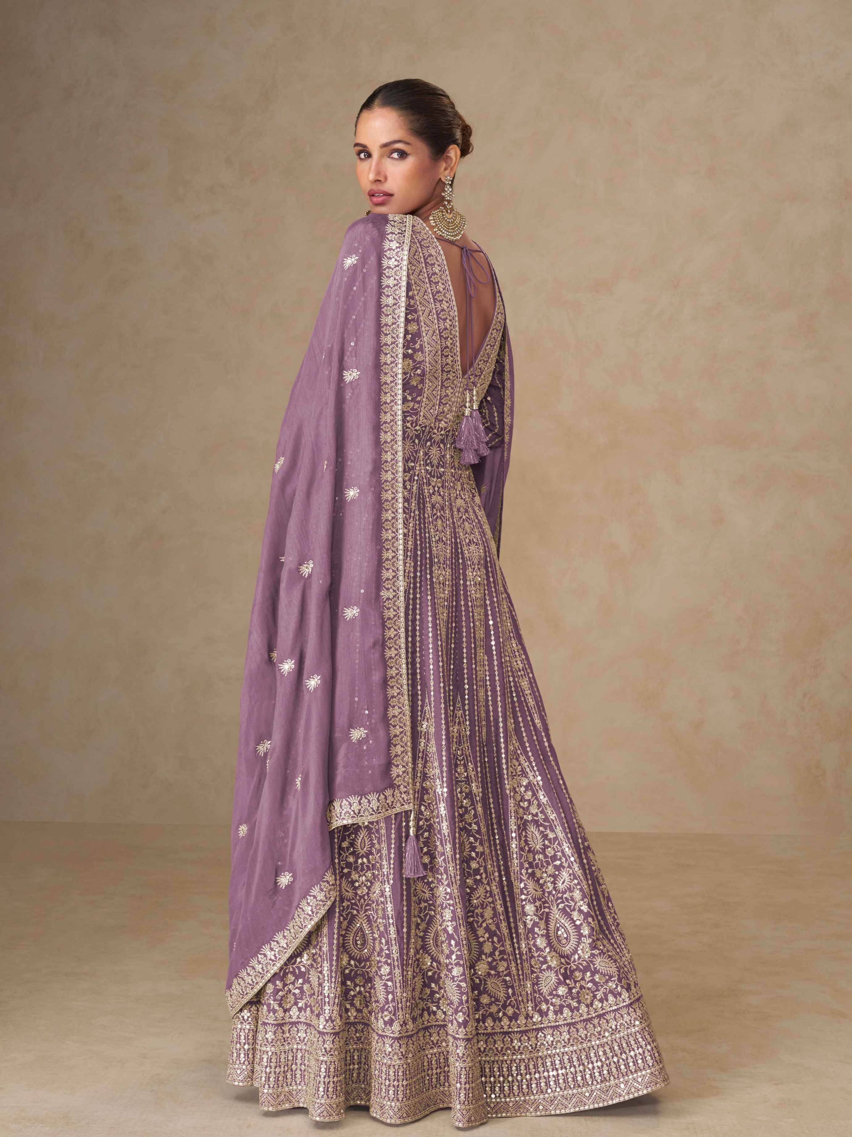 Designer Premium Chinnon Silk Embroidered Anarkali Suit with Dupatta