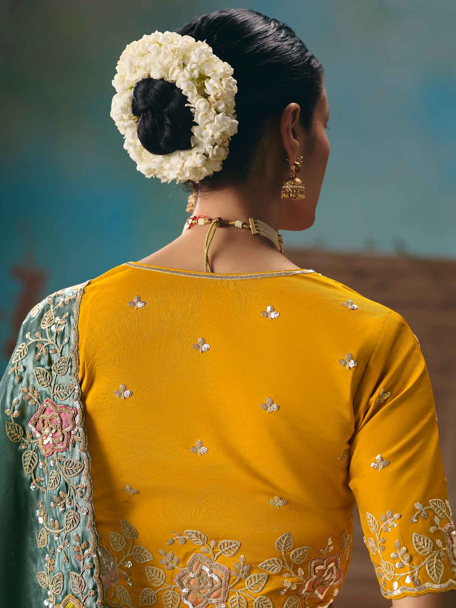 Sea Green Fancy Saree with Cutwork Border