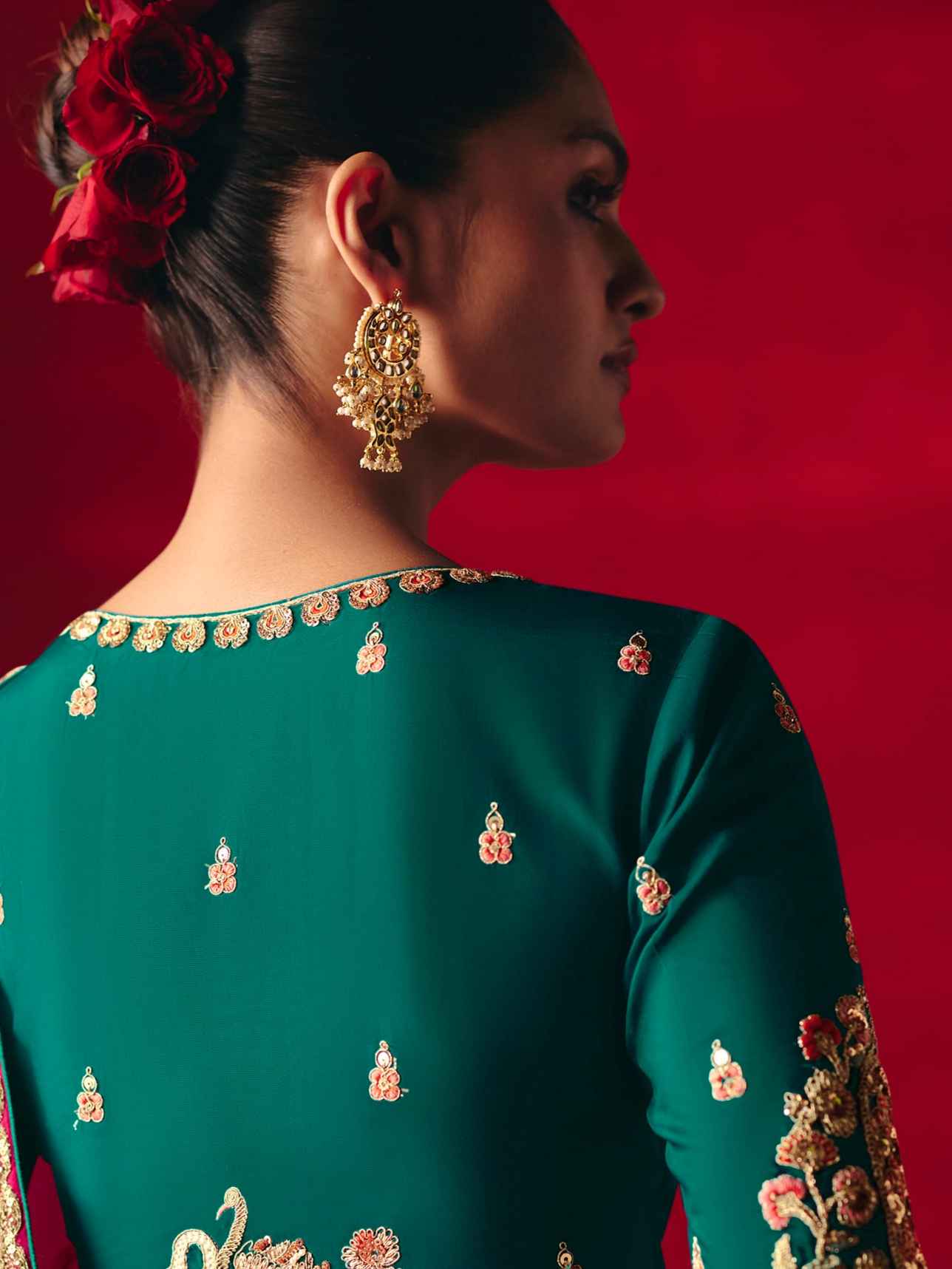 Wine Red Fancy Saree with Heavy Sequins Embroidery