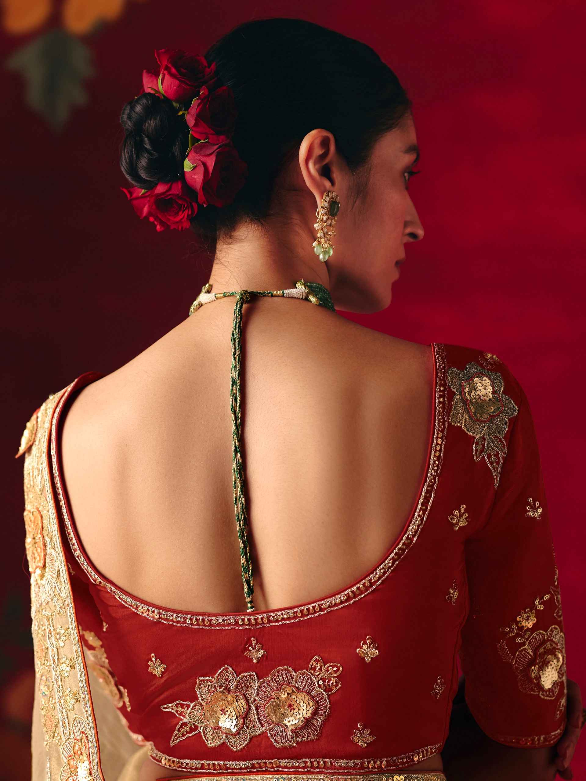 Champagne Beige Fancy Saree with Sequins &amp; Thread Work