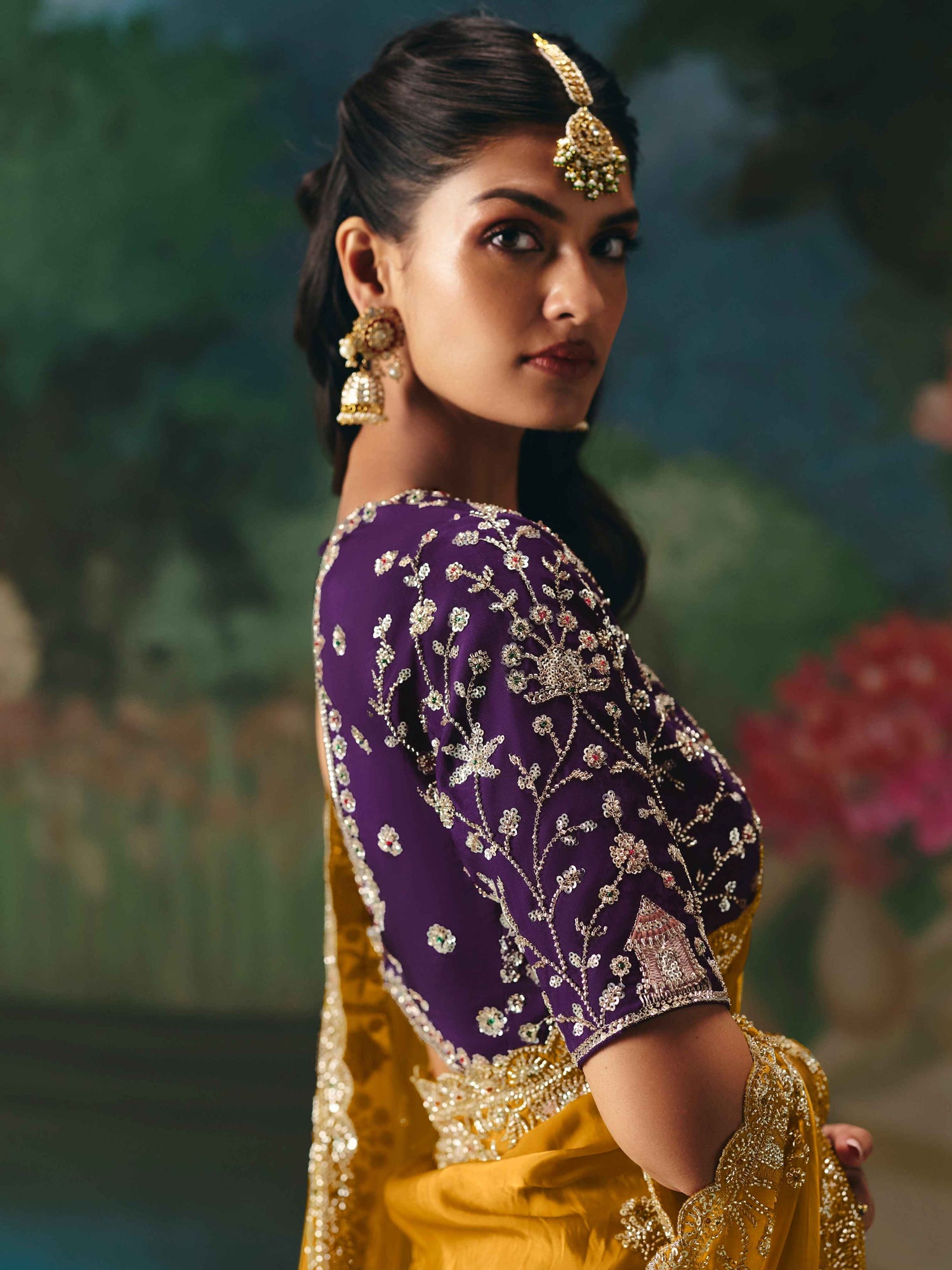Mustard Yellow Premium Fancy Saree with Stone Beads Work