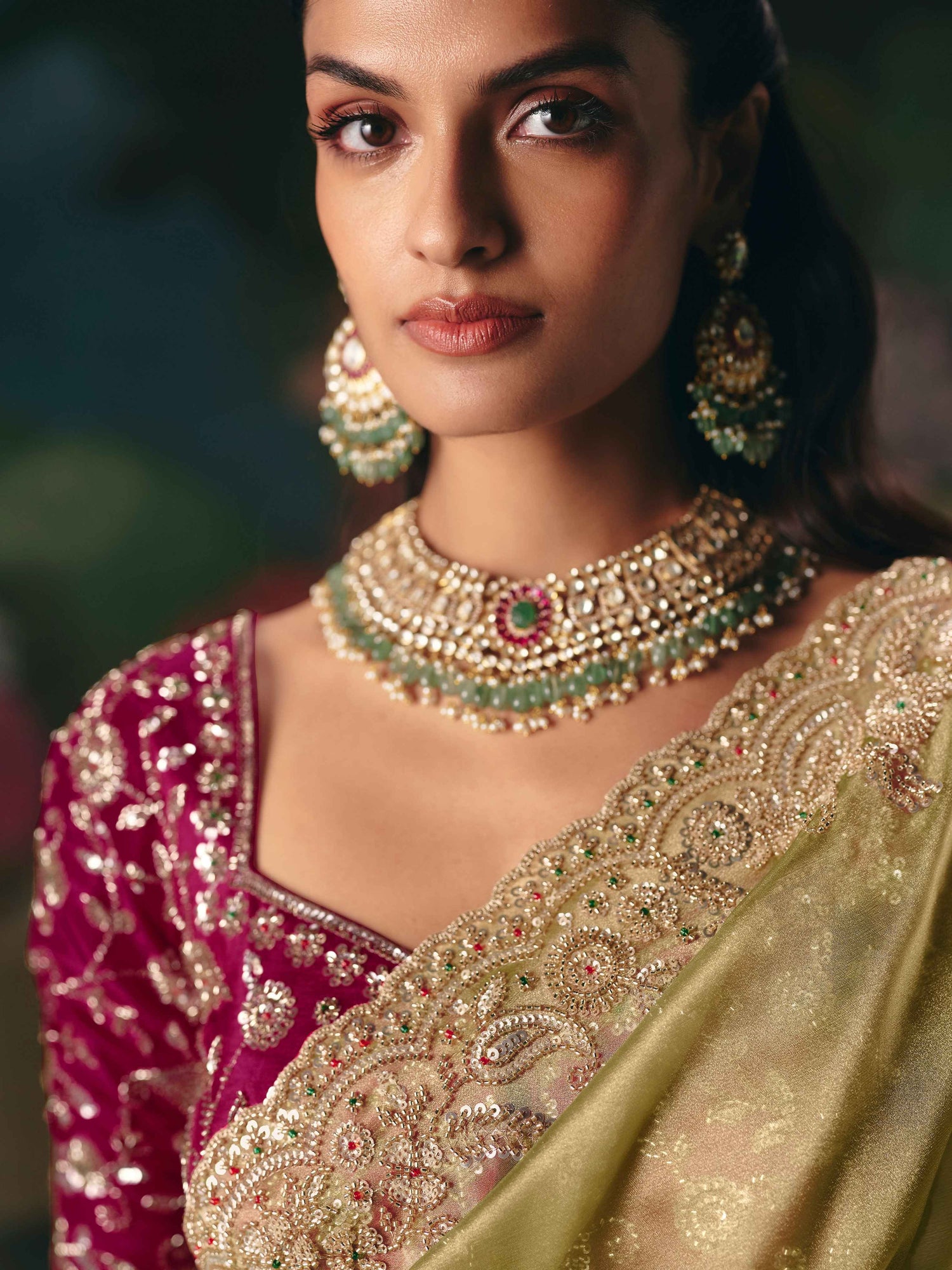 Pista Green Premium Fancy Saree with Stone &amp; Beads Embroidery