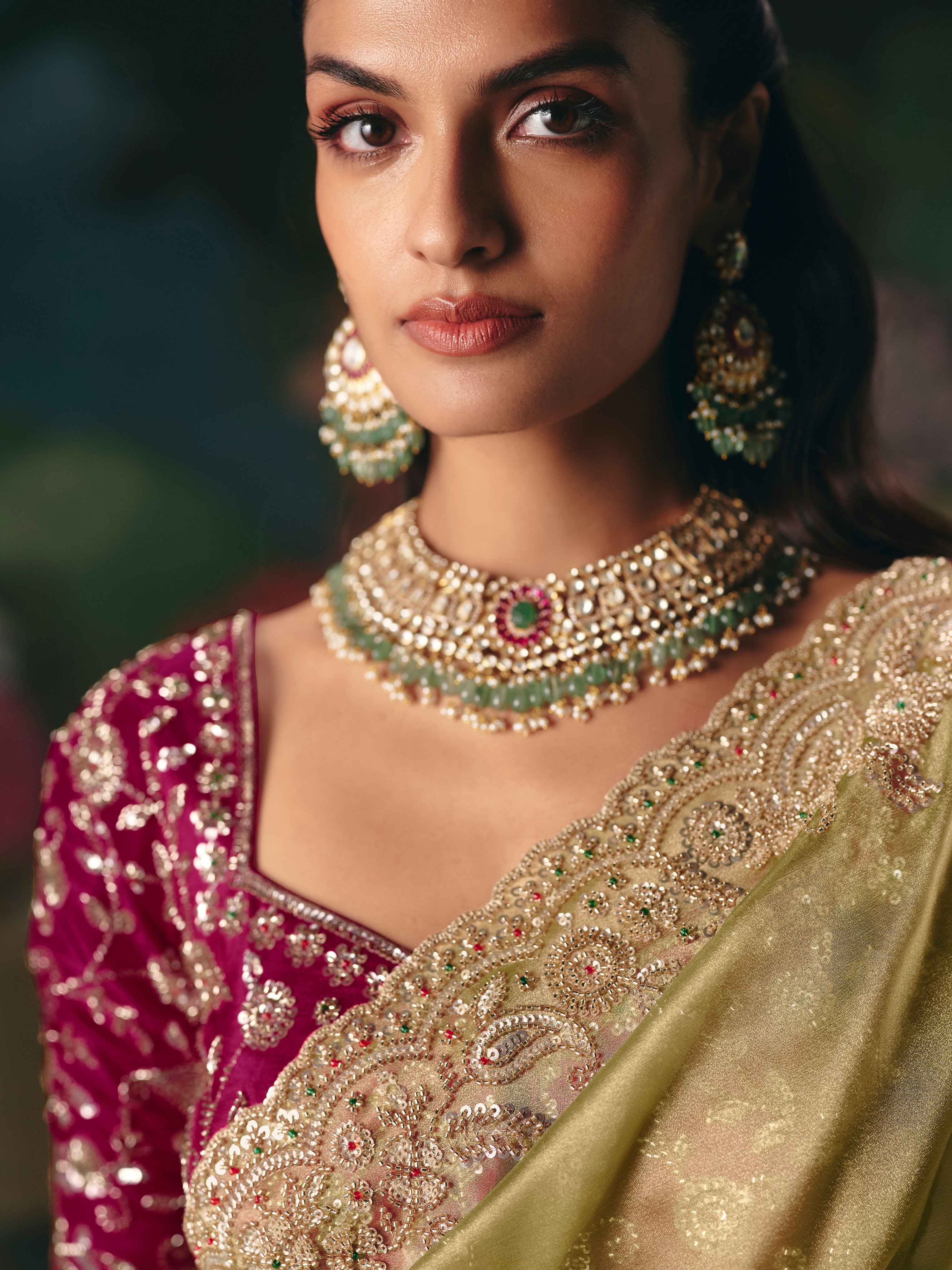 Pista Green Premium Fancy Saree with Stone &amp; Beads Embroidery