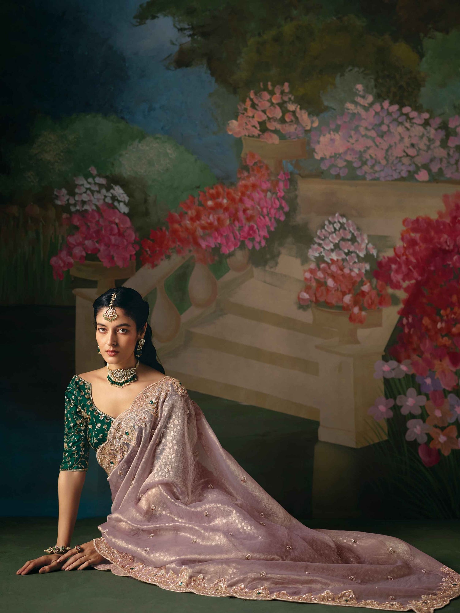Dusty Mauve Premium Fancy Saree with Beads &amp; Stone Work
