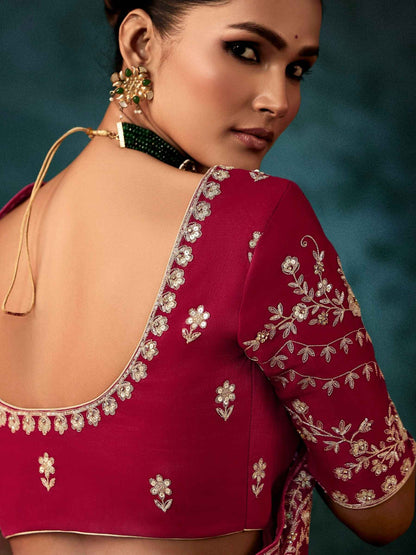 Wine Premium Fancy Saree with Heavy Aari Work