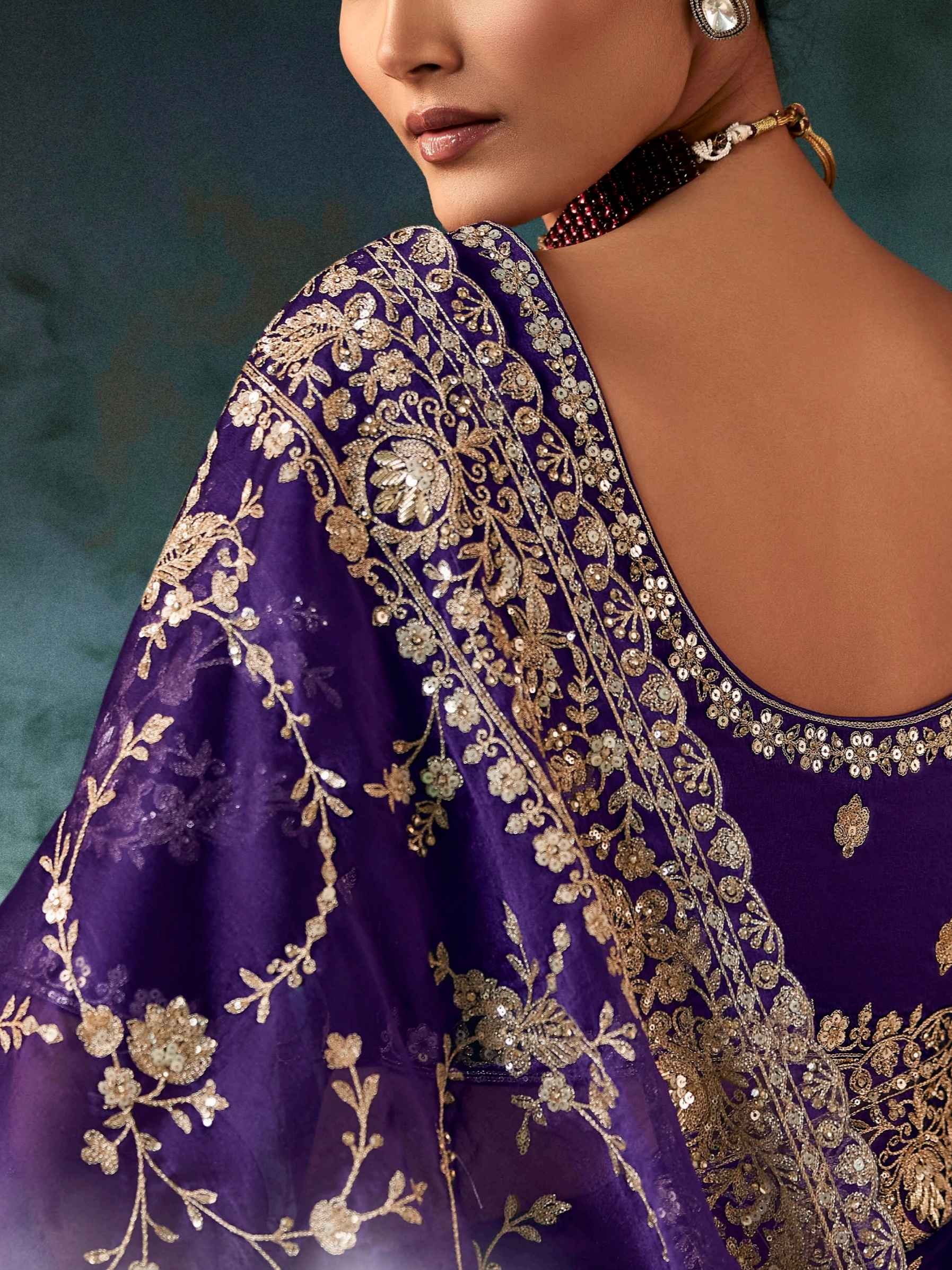 Purple Premium Fancy Saree with Aari Embroidery