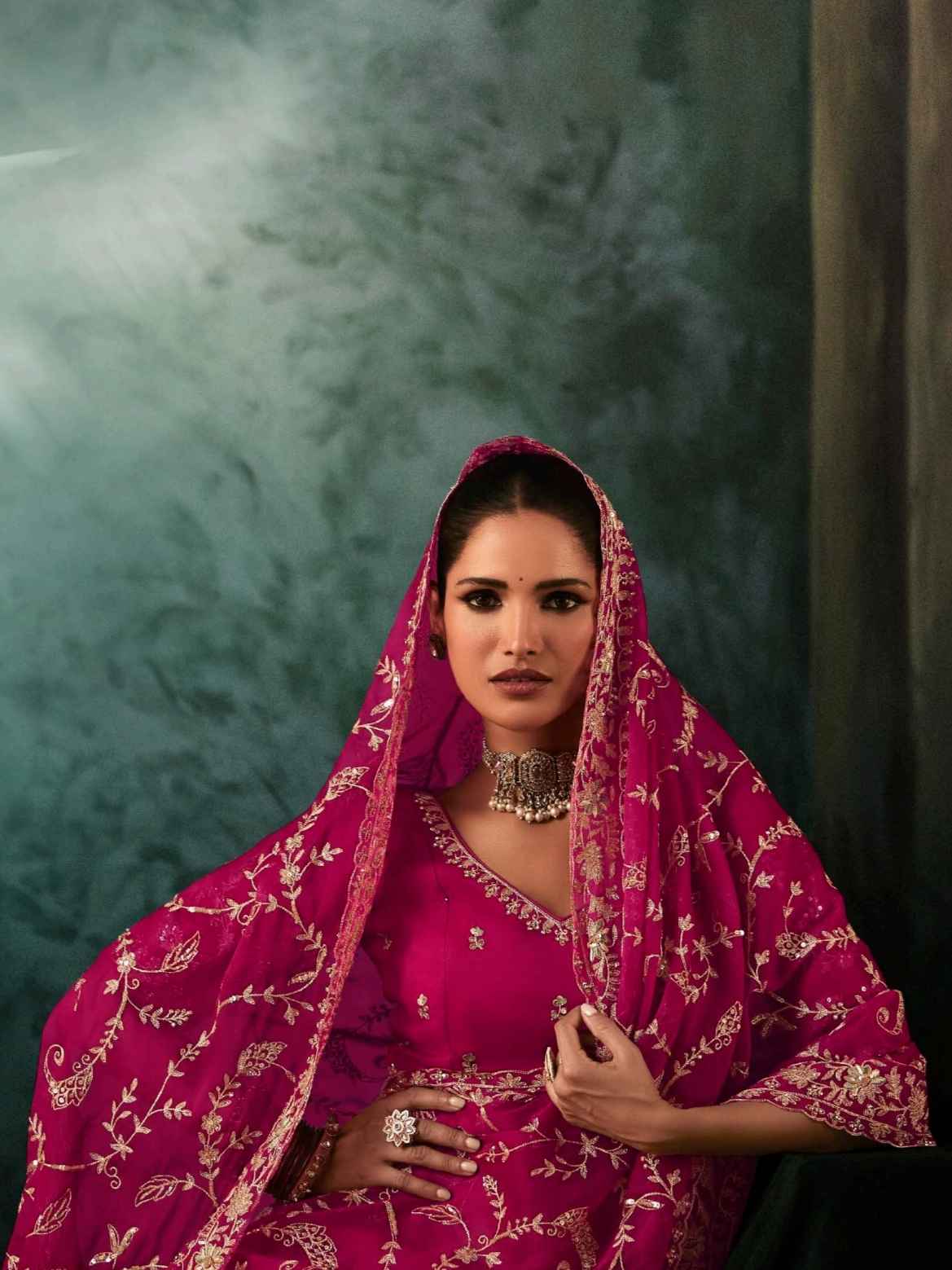 Rani Pink Fancy Saree with Intricate Aari Work