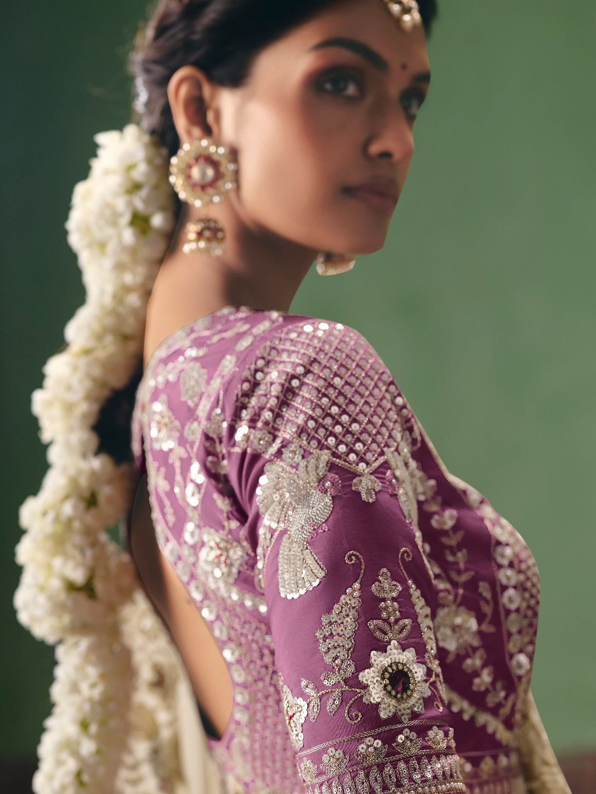 Ivory White Designer Saree with Heavy Embroidery &amp; Stone Work
