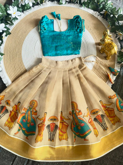 Onam Traditional Girls Lehenga Choli
