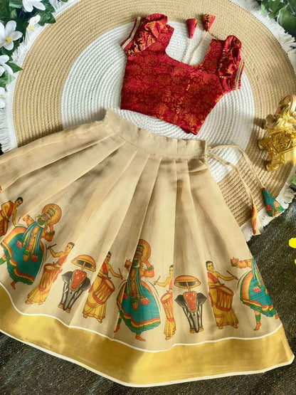 Onam Traditional Girls Lehenga Choli