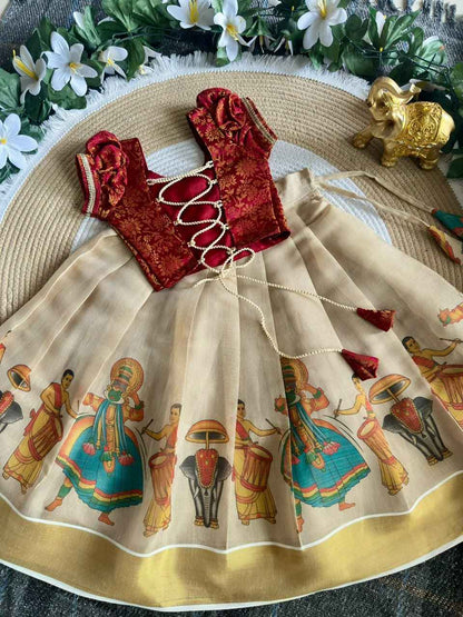 Onam Traditional Girls Lehenga Choli
