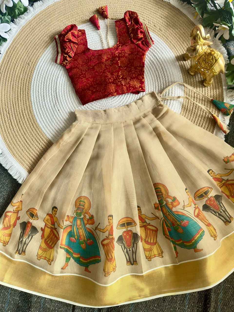 Onam Traditional Girls Lehenga Choli