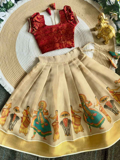 Onam Traditional Girls Lehenga Choli