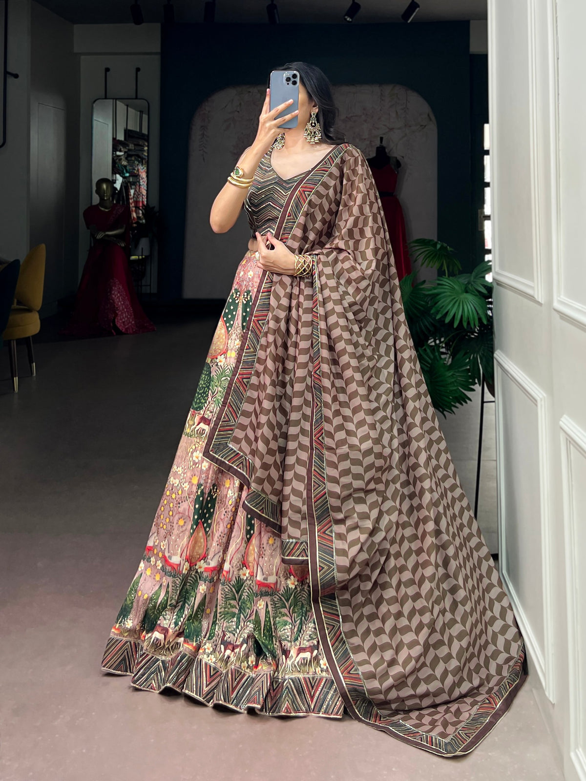 Cream Pure Satin Silk Gotta Patti Lace Work Chaniya Choli